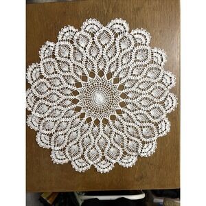 Vintage 32" White Crochet Doily Table Topper Table Cloth Doily 32"Across